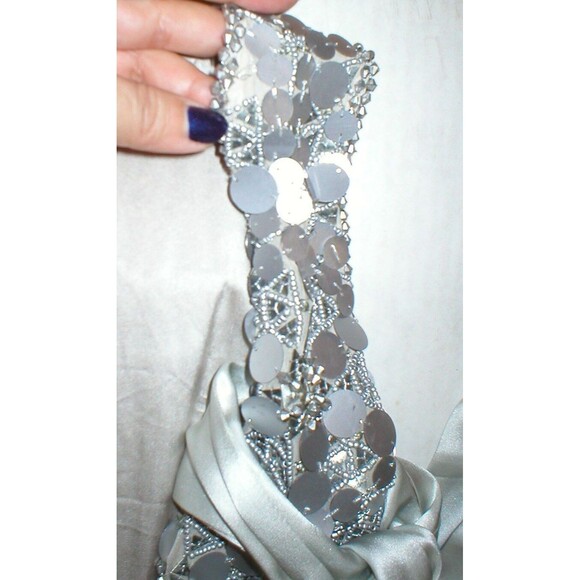 New Womens 10 NWT Matthew Williamson Designer Dress Silver Sequin Bead Sleevless - Picture 6 of 10